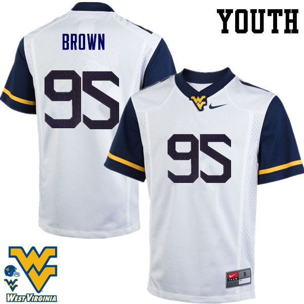 NCAA Youth Christian Brown West Virginia Mountaineers White #95 Nike Stitched Football College Authentic Jersey ES23M17EG